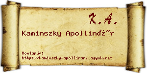 Kaminszky Apollinár névjegykártya